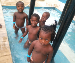 children on swimming pool